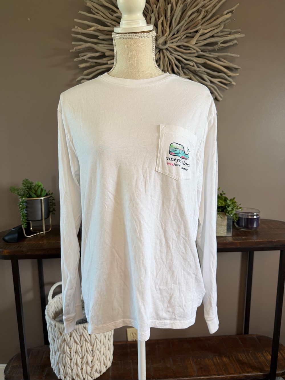 Vineyard Vines Mackinaw Island Famous Pink Pony Long Sleeve Tee